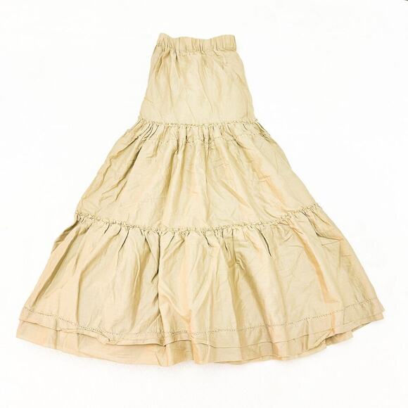 Club Monaco Khaki Ruffled Cotton Peasant Midi Skirt Size M - Picture 7 of 7